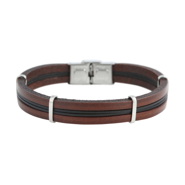 Picture of Stainless steel and leather bracelet