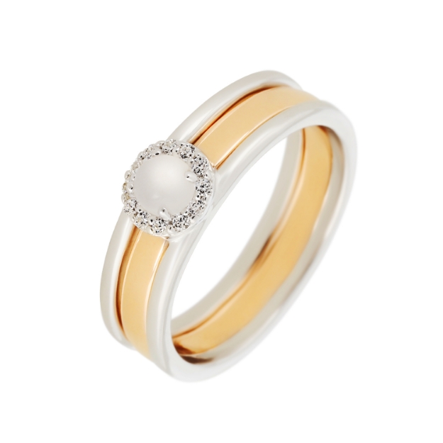 Picture of Moonstone, CZ silver ring