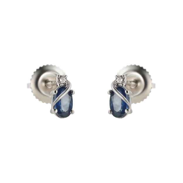 Pilt Kõrvarõngad safiiri ja teemandiga